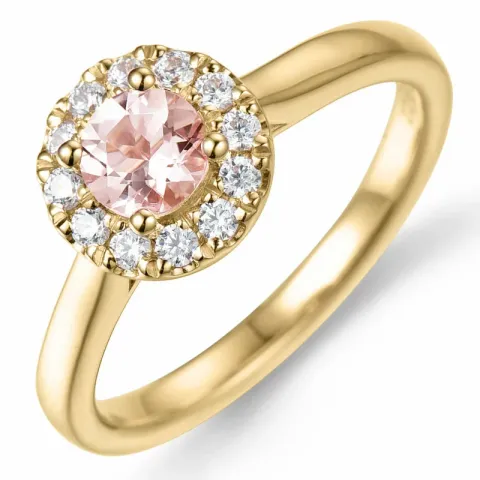 morganit diamant ring in 14 karaat goud 0,43 ct 0,22 ct