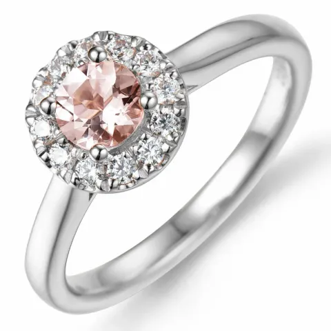 morganit diamant ring in 14 karaat witgoud 0,43 ct 0,22 ct