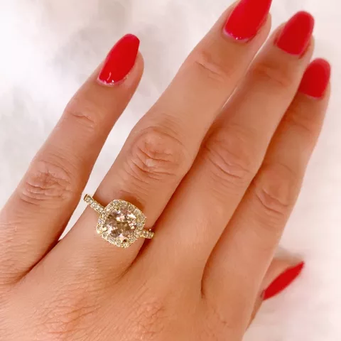 morganit diamant ring in 14 karaat goud 1,25 ct 0,44 ct