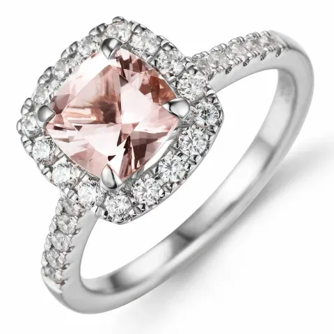 morganit diamant ring in 14 karaat witgoud 1,25 ct 0,44 ct