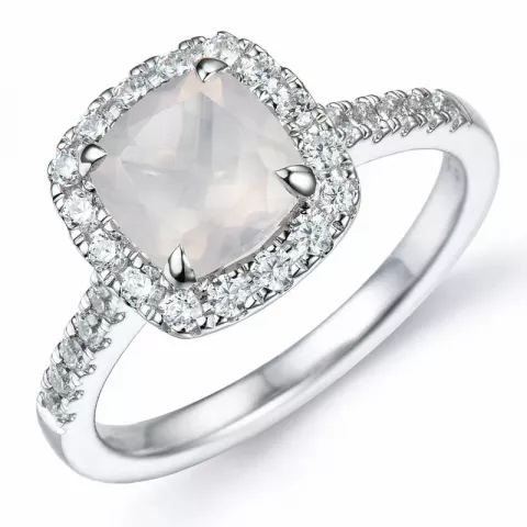 vierkant kwarts diamant ring in 14 karaat witgoud 1,45 ct 0,44 ct