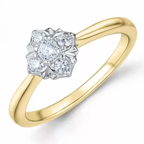 elegant diamant ring in 14 karaat goud-en witgoud 0,20 ct