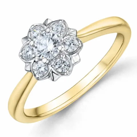 bloem diamant ring in 14 karaat goud-en witgoud 0,20 ct 0,20 ct