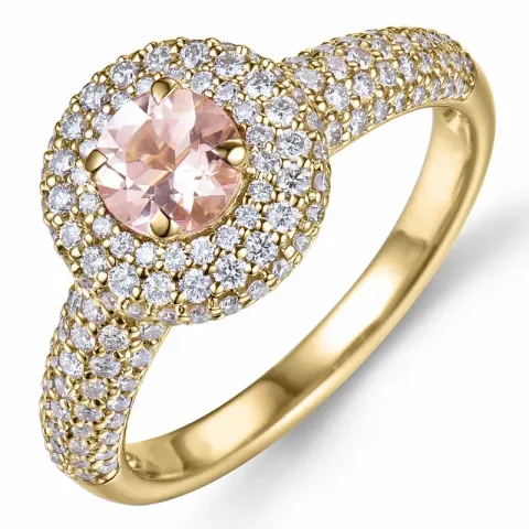 morganit diamant ring in 14 karaat goud 0,43 ct 0,66 ct