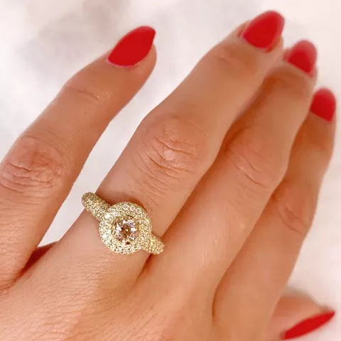 morganit diamant ring in 14 karaat goud 0,43 ct 0,66 ct