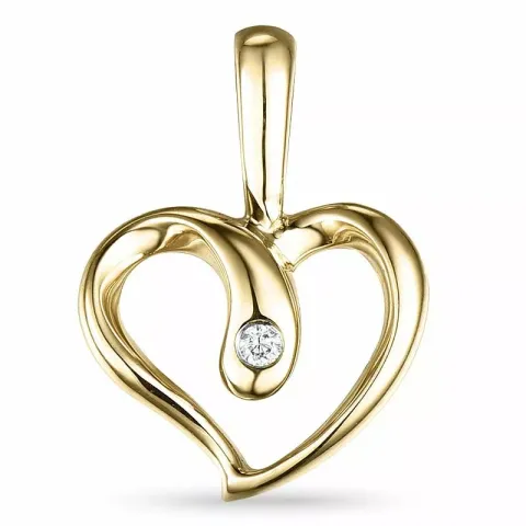 Hart diamant hanger in 14 caraat goud 0,01 ct