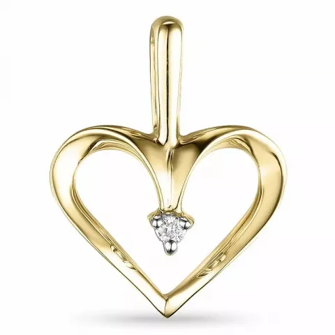 Hart diamant hanger in 14 caraat goud 0,01 ct