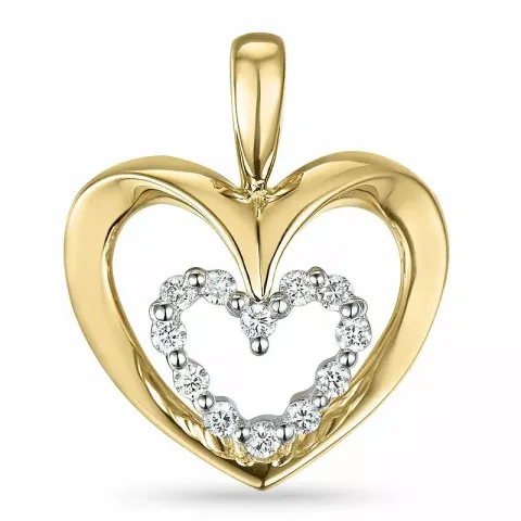 Hart diamant hanger in 14 caraat goud-en witgoud 0,18 ct