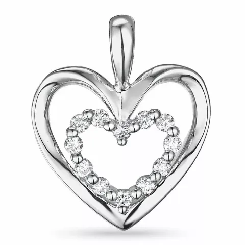 Hart diamant hanger in 14 caraat witgoud 0,18 ct