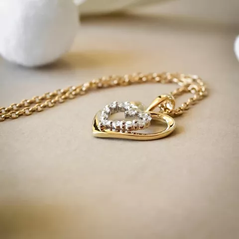 Hart diamant hanger in 14 caraat goud-en witgoud 0,18 ct