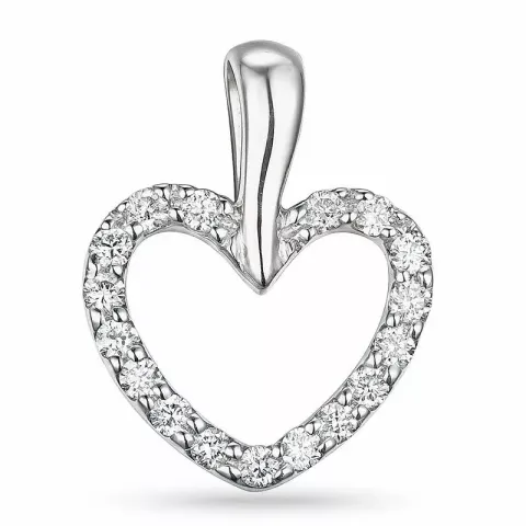 Hart diamanten hanger in 14 caraat witgoud 0,22 ct