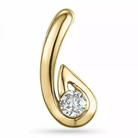 Druppelvormig diamant hanger in 14 caraat goud 0,11 ct