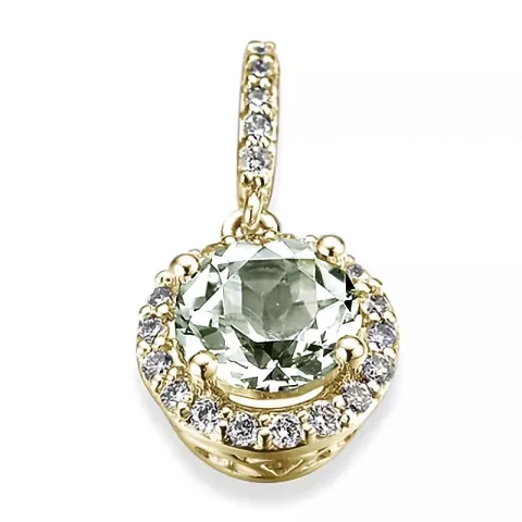 groen amethist diamanten hanger in 14 caraat goud 0,80 ct 0,13 ct