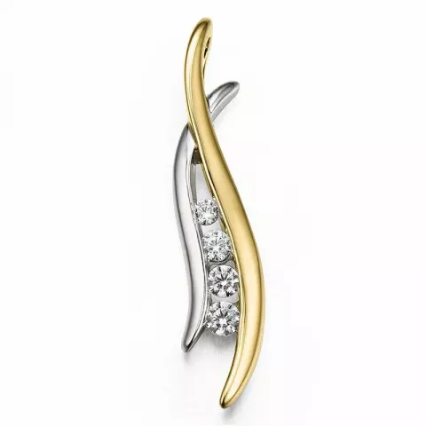 Abstract diamanten hanger in 14 caraat goud-en witgoud 0,11 ct