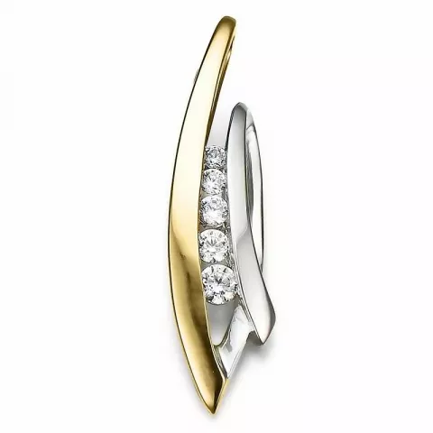 Abstract diamanten hanger in 14 caraat goud-en witgoud 0,12 ct
