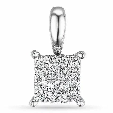 Diamant hanger in 14 caraat witgoud 0,10 ct 0,08 ct