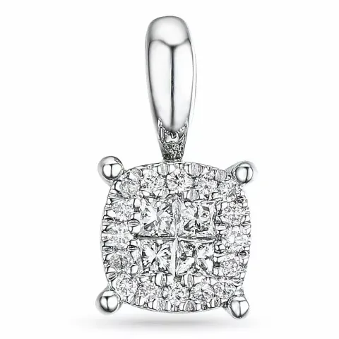 Diamant hanger in 14 caraat witgoud 0,09 ct 0,08 ct