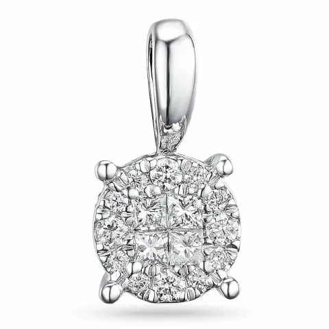 diamant hanger in 14 caraat witgoud 0,12 ct 0,08 ct