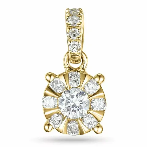 rond diamant hanger in 14 caraat goud 0,10 ct 0,14 ct