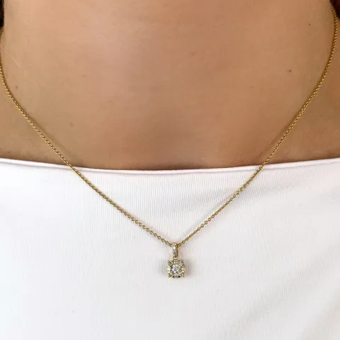 rond diamant hanger in 14 caraat goud 0,10 ct 0,14 ct