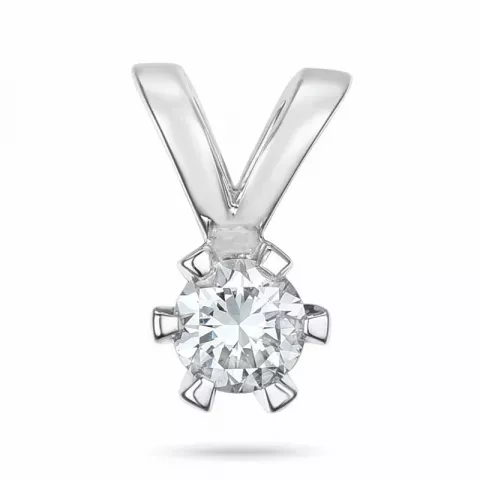 diamant solitaire hanger in 14 caraat witgoud 0,11 ct