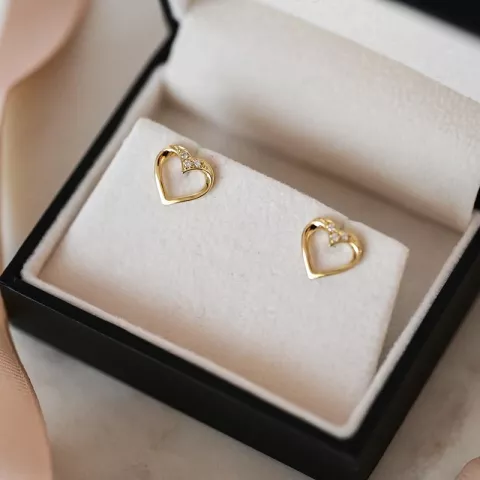 Hart diamant oorsteker in 14 karaat goud met diamanten 