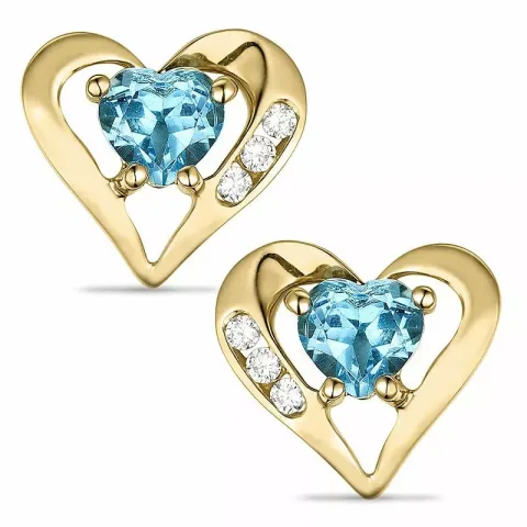 Hart topaas diamant oorbellen in 14 karaat goud met diamanten en topazen