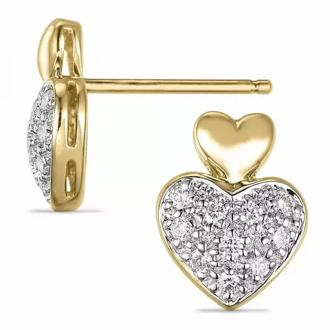 Hart diamant oorbellen in 14 karaat goud en witgoud met diamanten 