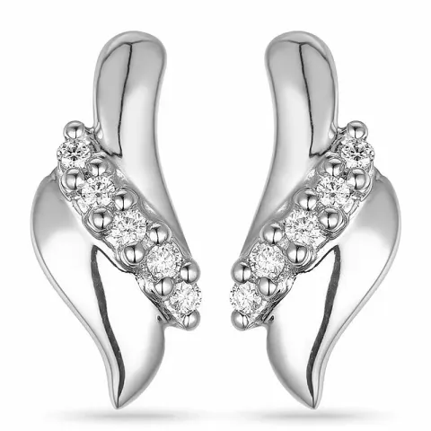 Diamant oorbellen in 14 karaat witgoud met diamanten