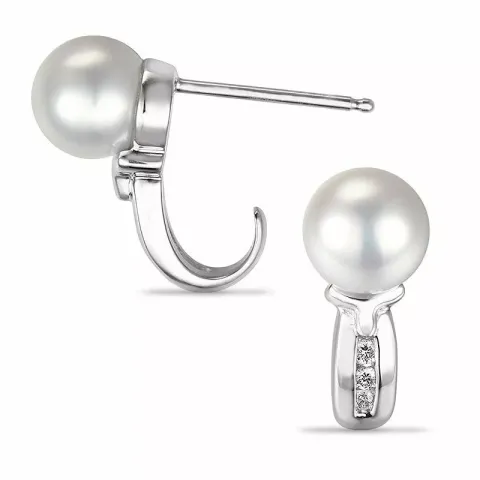 parel halfcreool in 14 karaat witgoud met diamant