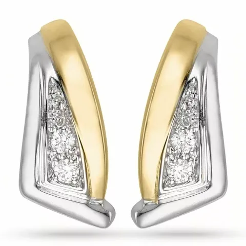 Diamant oorbellen in 14 karaat goud en witgoud met diamanten 