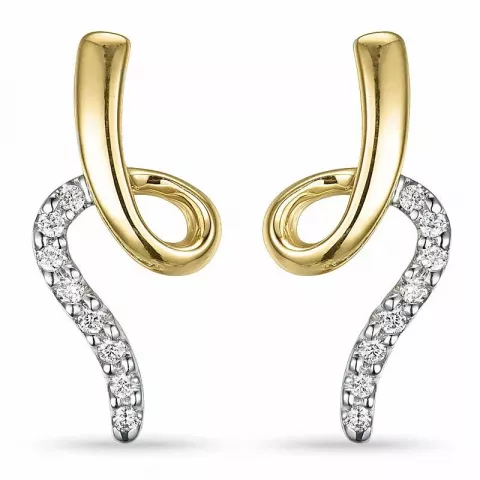 Diamant oorbellen in 14 karaat goud en witgoud met diamanten 