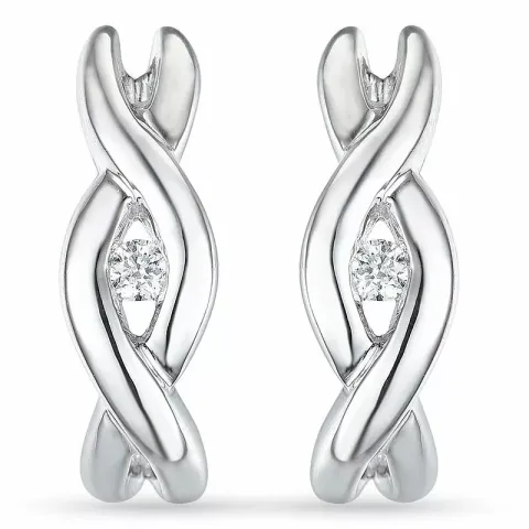 Diamant oorbellen in 14 karaat witgoud met diamanten 