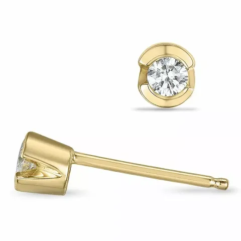 klein diamant solitaire oorbel in 14 karaat goud met diamant