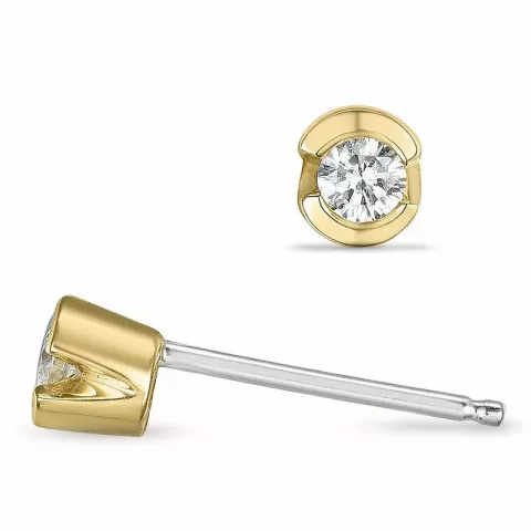 klein diamant solitaire oorbel in 14 karaat goud en witgoud met diamant 