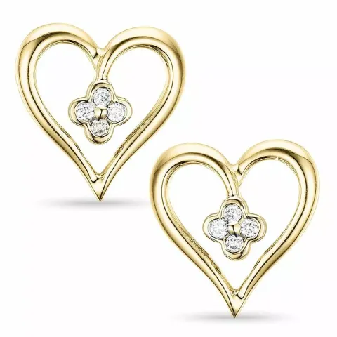Hart diamant oorbellen in 14 karaat goud met diamanten