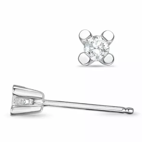 klein diamant solitaire oorbel in 14 karaat witgoud met diamant