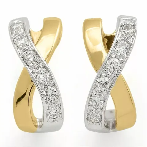 Diamant oorbellen in 14 karaat goud en witgoud met diamanten