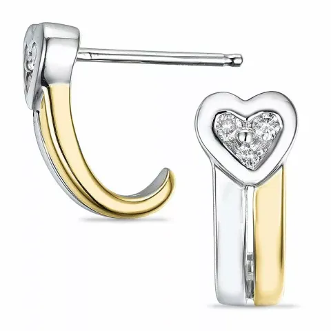 Hart diamant oorbellen in 14 karaat goud en witgoud met diamanten