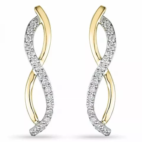 Lange diamant oorbellen in 14 karaat goud en witgoud met diamanten 