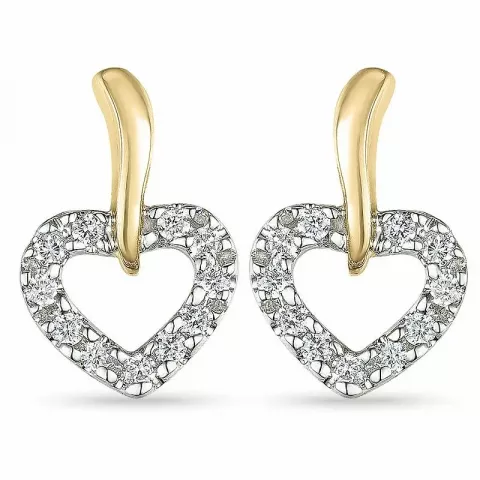 hart diamant oorbellen in 14 karaat goud en witgoud met diamant 