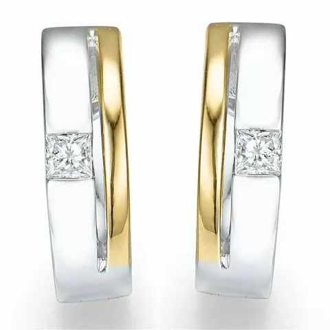 Diamant oorbellen in 14 karaat goud en witgoud met diamanten 