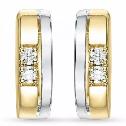 14 mm diamant oorbellen in 14 karaat goud en witgoud met diamant 