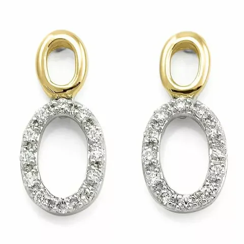 ovaal diamant oorbellen in 14 karaat goud en witgoud met diamant