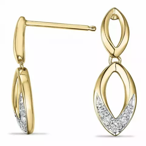 ovaal diamant oorbellen in 14 karaat goud en witgoud met diamant 