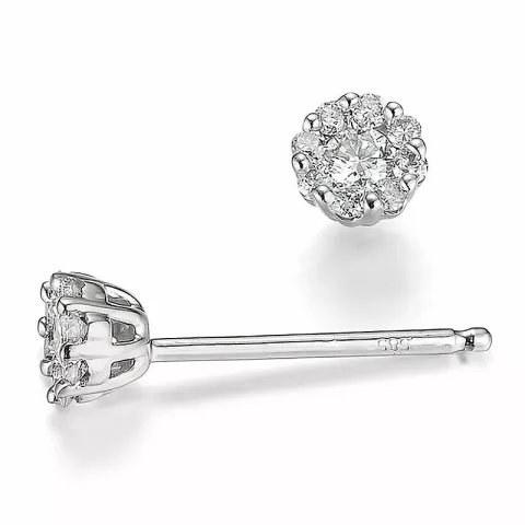 rond briljant oorbellen in 14 karaat witgoud met diamant