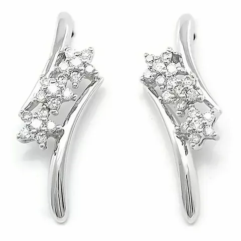 Bloem diamant oorbellen in 14 karaat witgoud met diamanten 