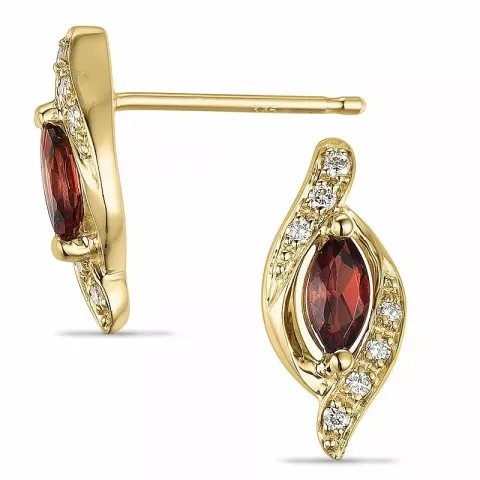 Robijn diamant oorbellen in 14 karaat goud met diamanten en robijnen 
