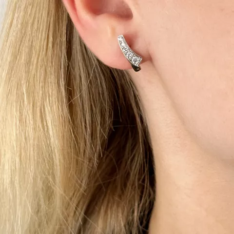 Diamant oorbellen in 14 karaat goud en witgoud met diamanten 