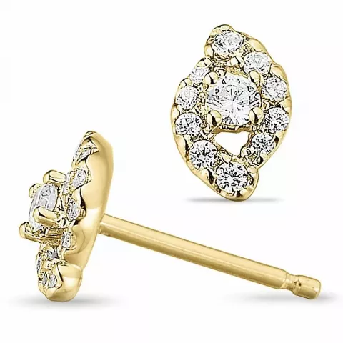 Diamant oorsteker in 14 karaat goud met diamanten en diamanten 